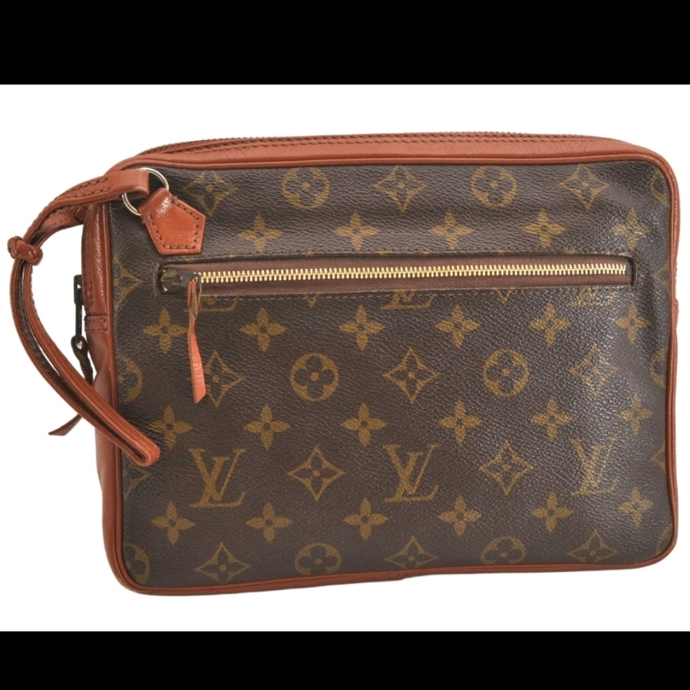 Louis Vuitton Vintage Monogram Clutch Wristlet Coated Canvas & Leather